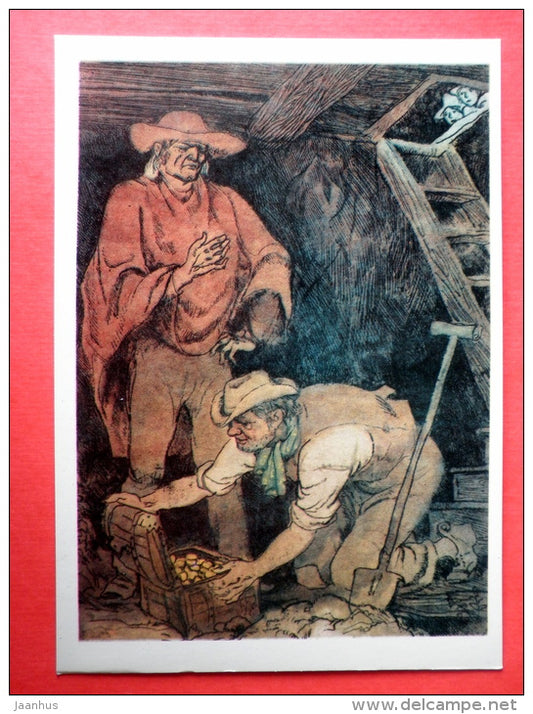 illustration by G. Mazurin - Treasure - The Adventures of Tom Sawyer by M. Twain - 1976 - Russia USSR - unused - JH Postcards
