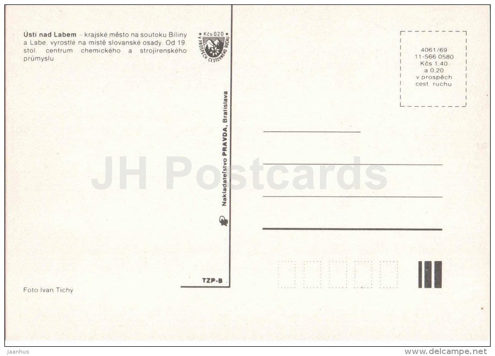 Usti nad Labem - town views - church - architecture - Czechoslovakia - Czech - unused - JH Postcards