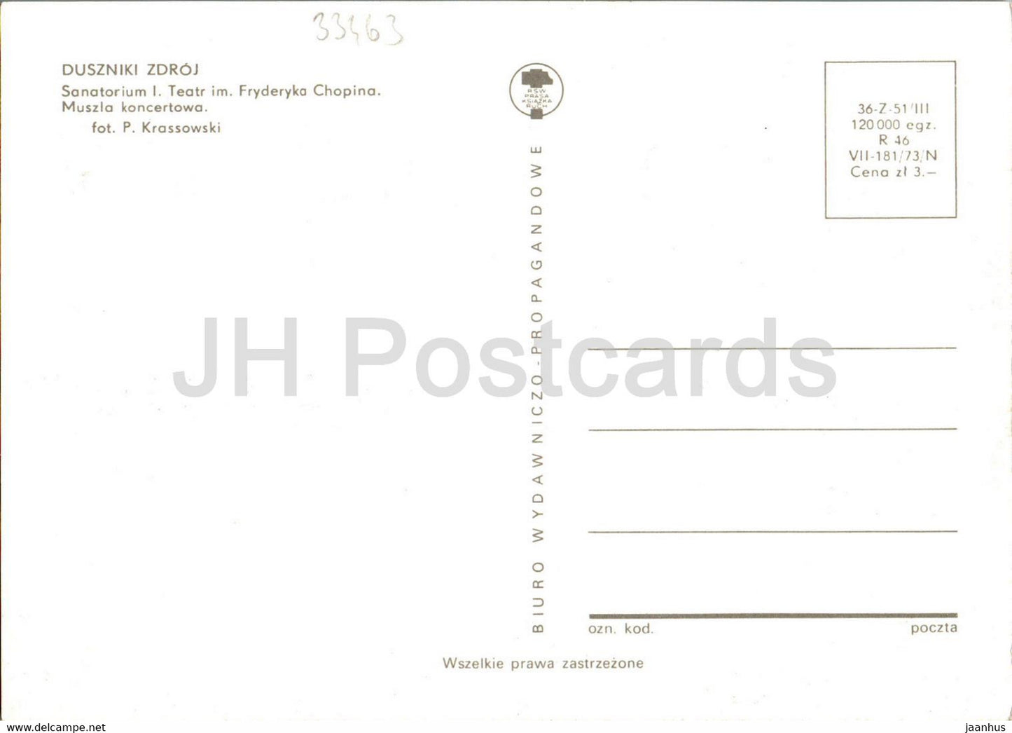 Duszniki Zdroj - Sanatorium I - teatr Fr Chopina - Muszla koncertowa - théâtre - multiview - Pologne - inutilisé