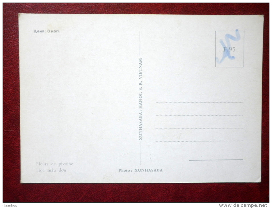 peony - flowers - Vietnam - unused - JH Postcards