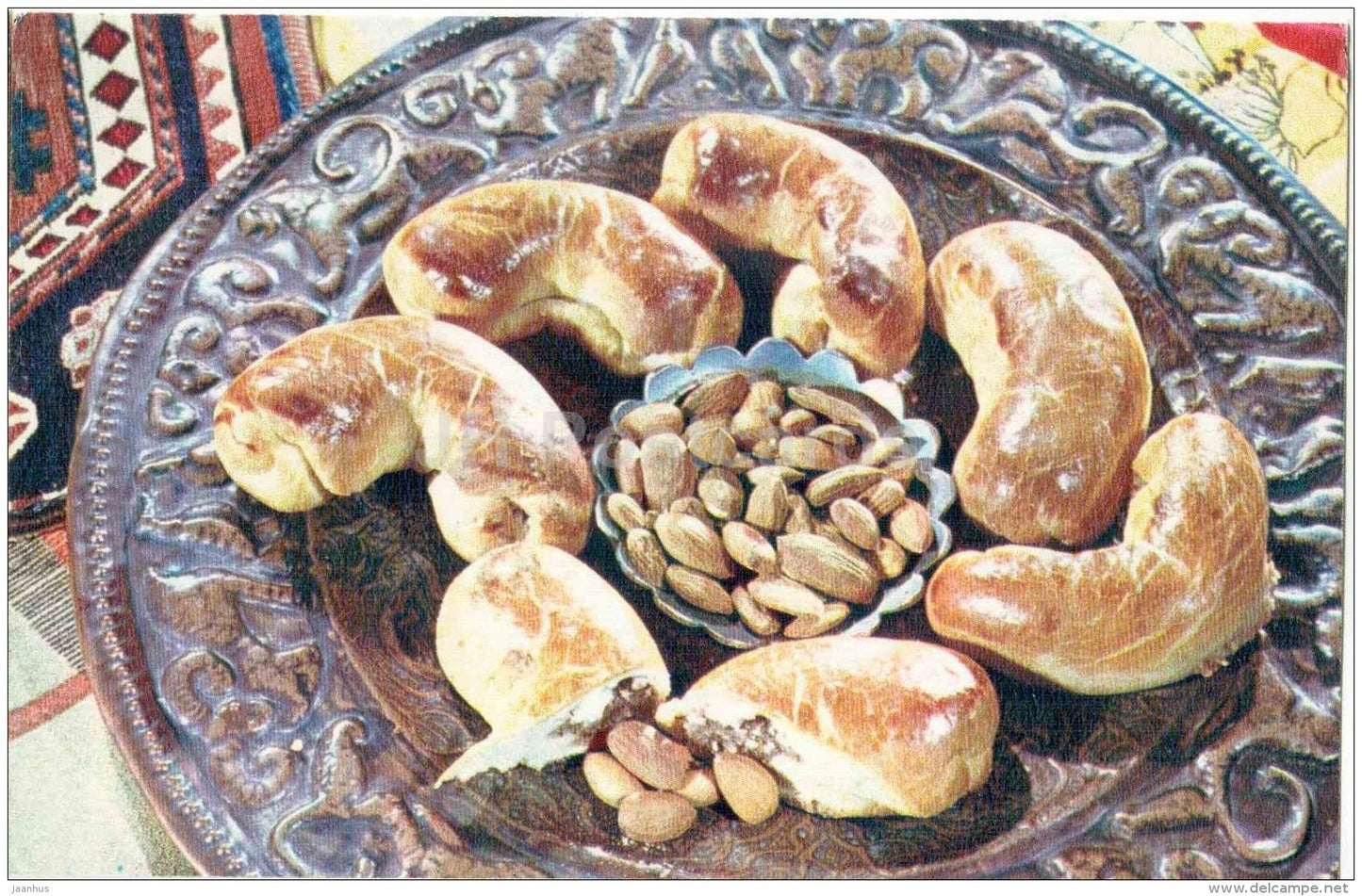 almond rolls - dishes - Azerbaijan dessert - cuisine - 1984 - Russia USSR - unused - JH Postcards