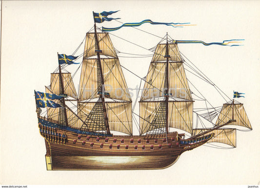 Schwedisches Konigsschiff Wasa 1628 - Vasa - Historische Schiffe - Historical Ships - DDR Germany - used - JH Postcards