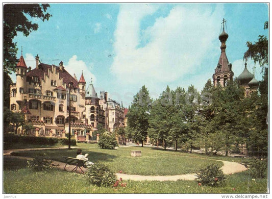 Karlovy Vary - Karlsbad - spa - park - convalescent home - church - Czechoslovakia - Czech - used 1971 - JH Postcards