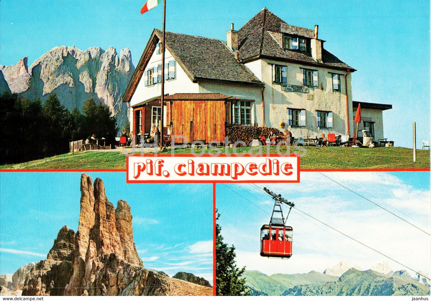 Rif Ciampedie - cable car - 54.7 - multiview - Italy - unused - JH Postcards
