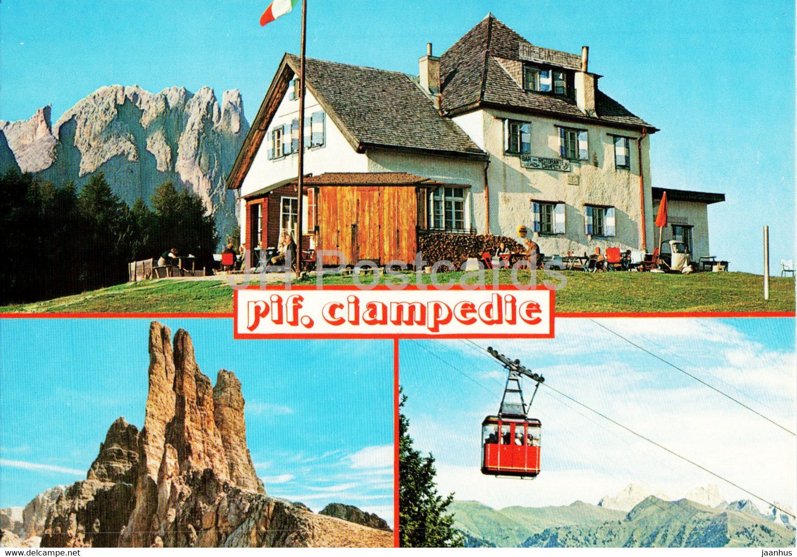 Rif Ciampedie - cable car - 54.7 - multiview - Italy - unused - JH Postcards