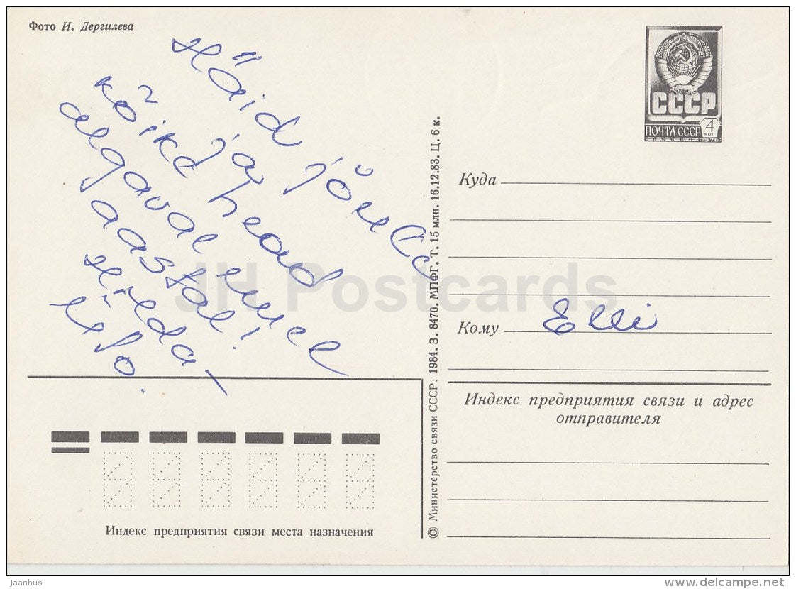 New Year Greeting Card - 1 - decorations - postal stationery - 1984 - Russia USSR - used - JH Postcards