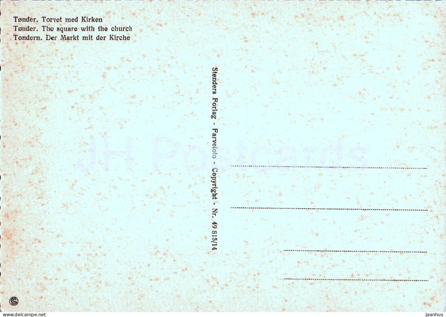 Tonder - Torvet med Kirken - La place avec l'église - 49 - Danemark - inutilisé 