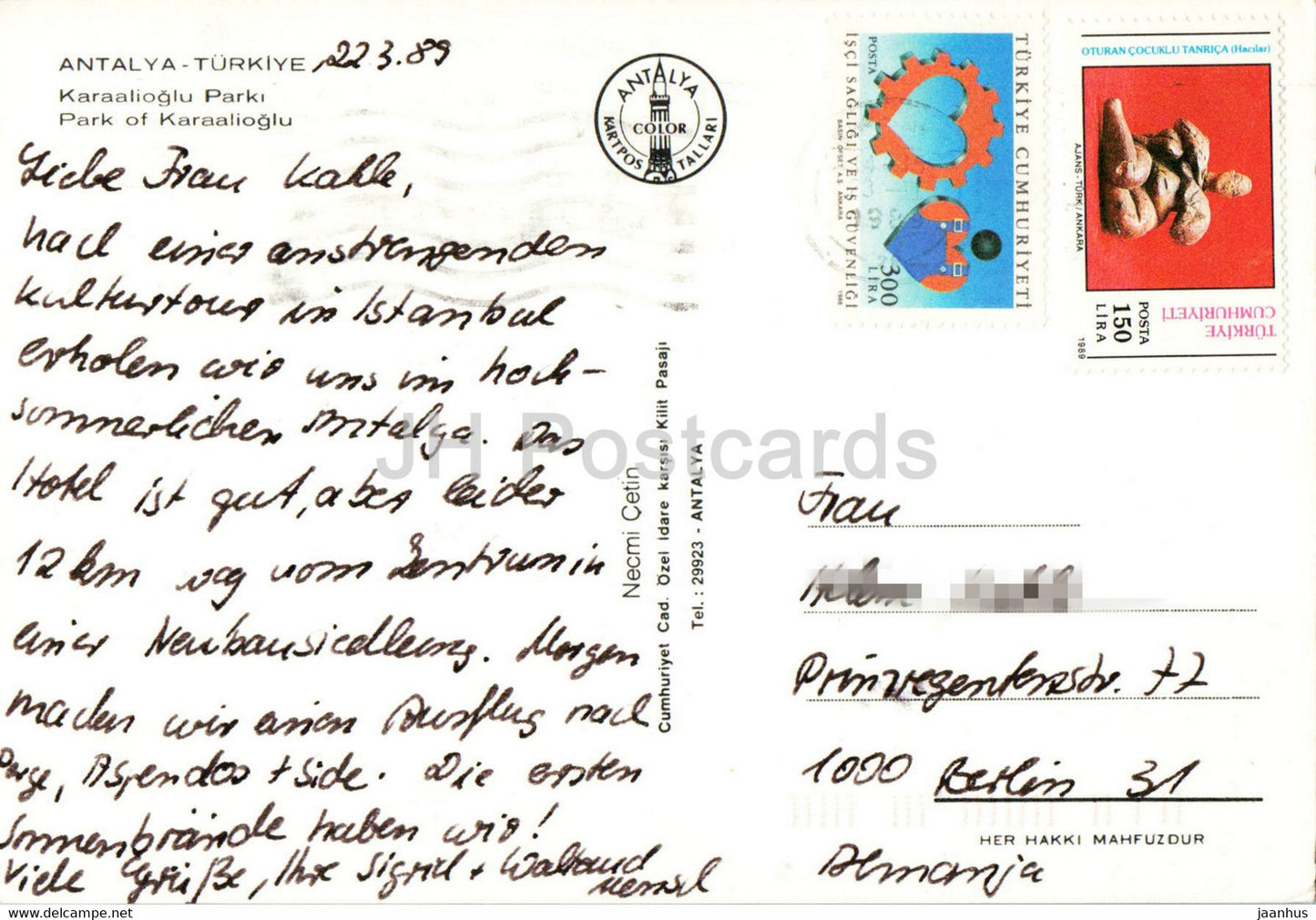 Antalya - Park of Karaalioglu - 1989 - Turkey - used