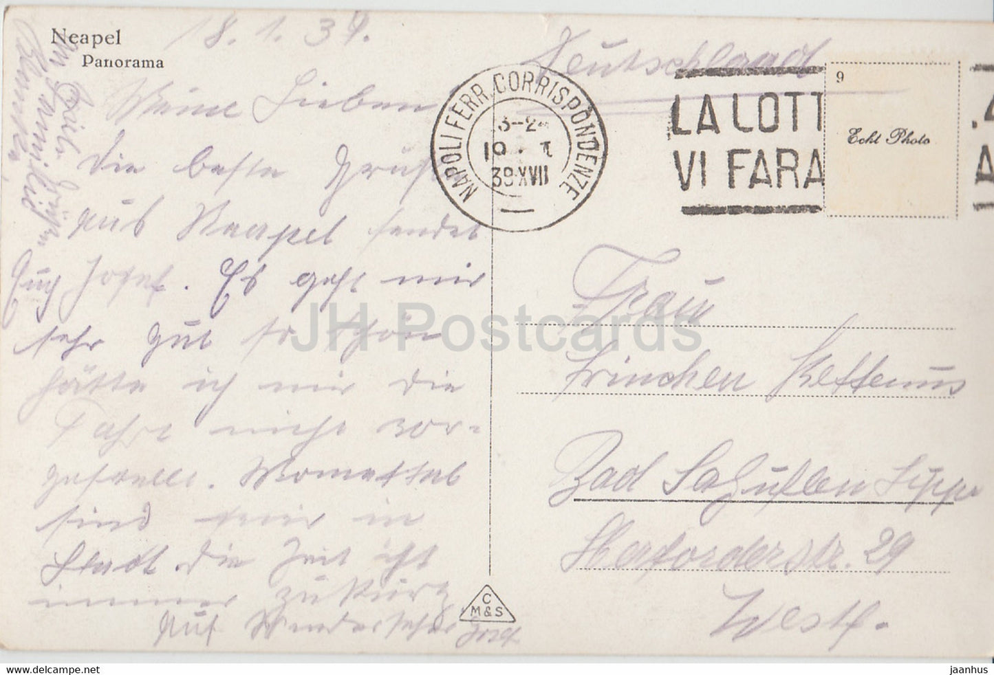 Neapel - Napoli - Panorama - 621 a - alte Postkarte - 1939 - Italien - gebraucht
