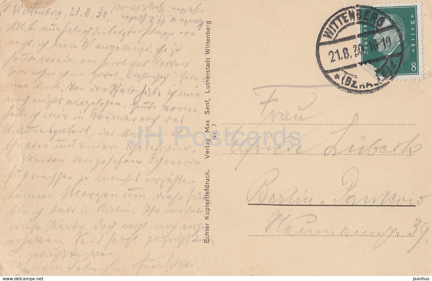 Lutherstadt Wittenberg - Thesentur - Schlosskirche - Kanzel und Luthers Grab -  old postcard - 1930 - Germany - used