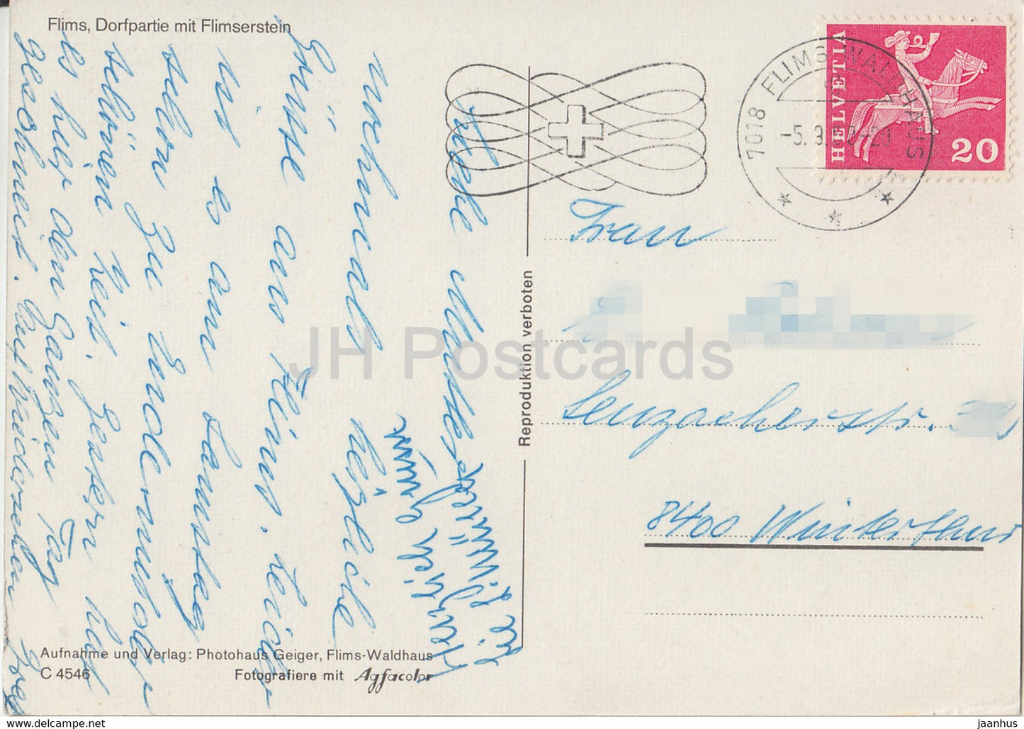 Flims - Dorfpartie mit Flimserstein - Schweiz - gebraucht