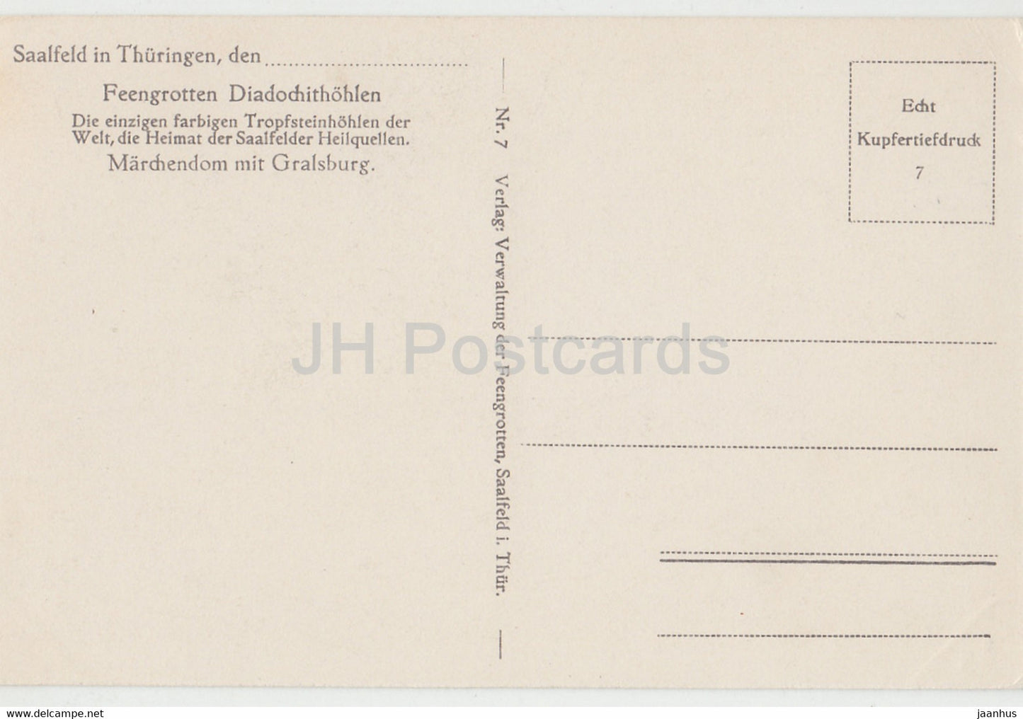 Saalfeld à Thuringen - Feengrotten - Marchendom mit Gralsburg - grotte - 7 - carte postale ancienne - Allemagne - inutilisée