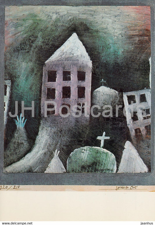painting by Paul Klee - Zerstorter Ort - Ravaged Place - German art - 1984 - Germany - unused - JH Postcards