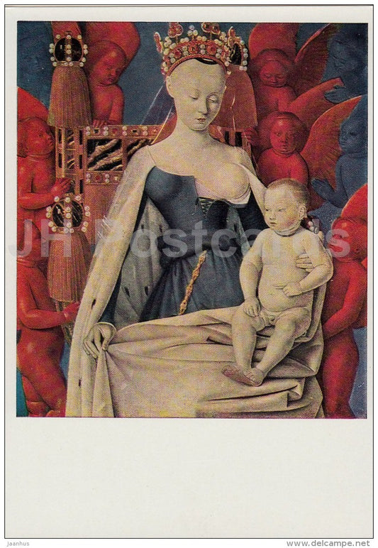 painting  by Jean Fouquet - Madonna and Child surrounded by angels - French art - 1967 - Russia USSR - unused - JH Postcards