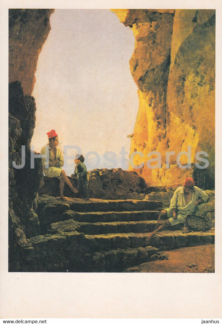 painting by Sylvester Shchedrin - Grotto . Vesuvius view - Russian art - 1981 - Russia USSR - unused - JH Postcards