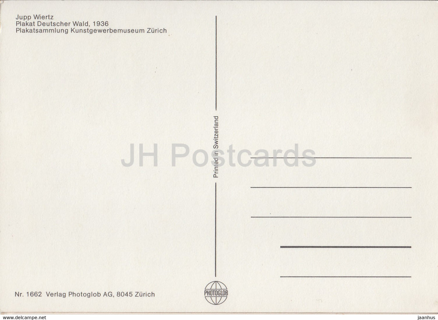design by Jupp Wiertrz - Plakat Deutscher Wald - 1662 - Switzerland - unused