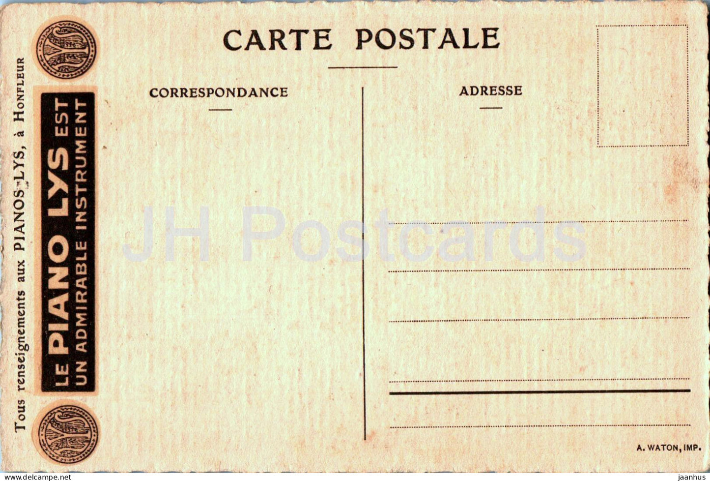 Honfleur - La Place Ste Catherine - Piano Lys - Eglise - pianos - church - illustration - old postcard - France - unused