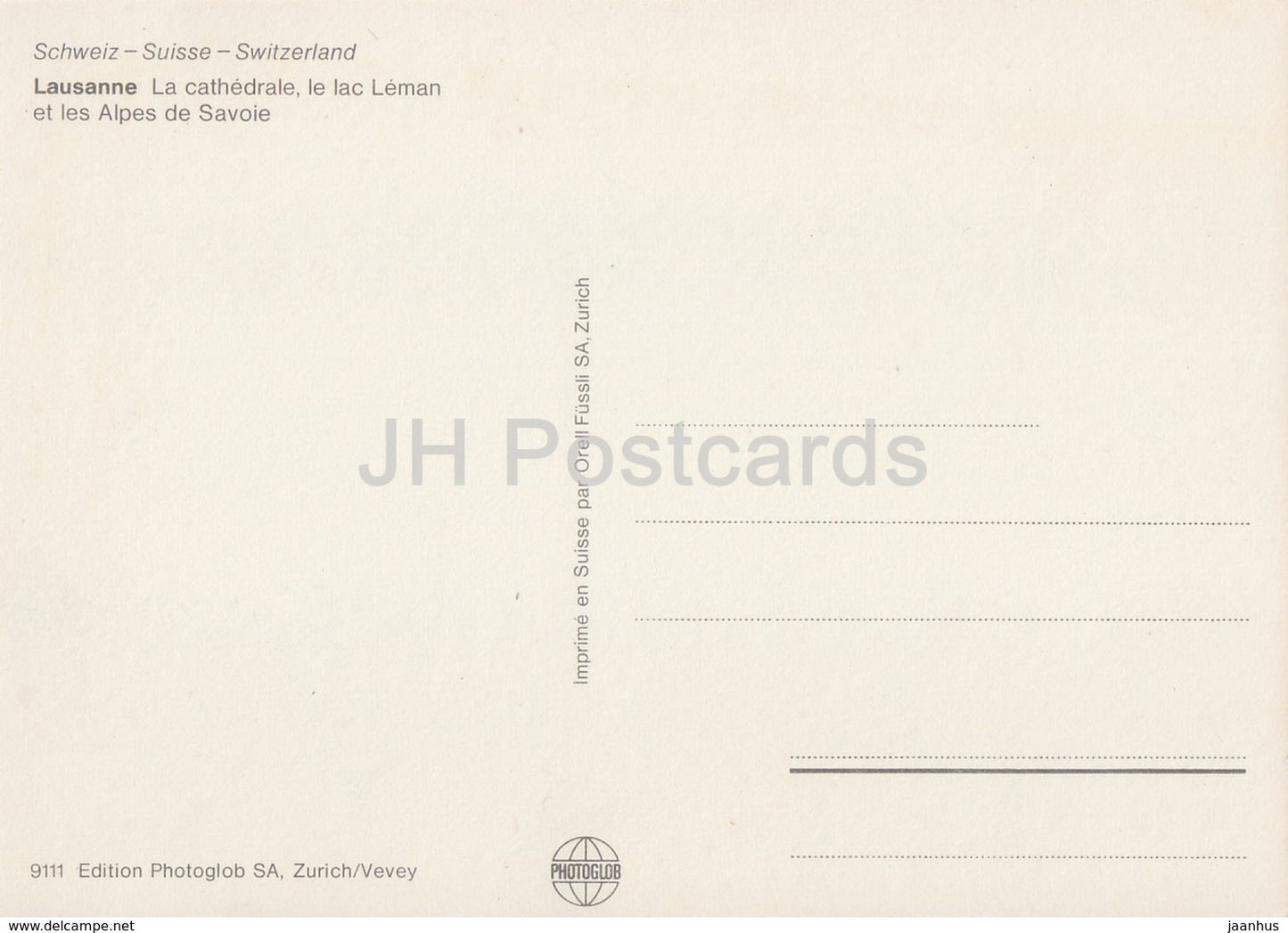 Lausanne Ouchy - La Cathedrale - Le lac Leman et les Alpes de Savoie - 9111 - Switzerland - unused
