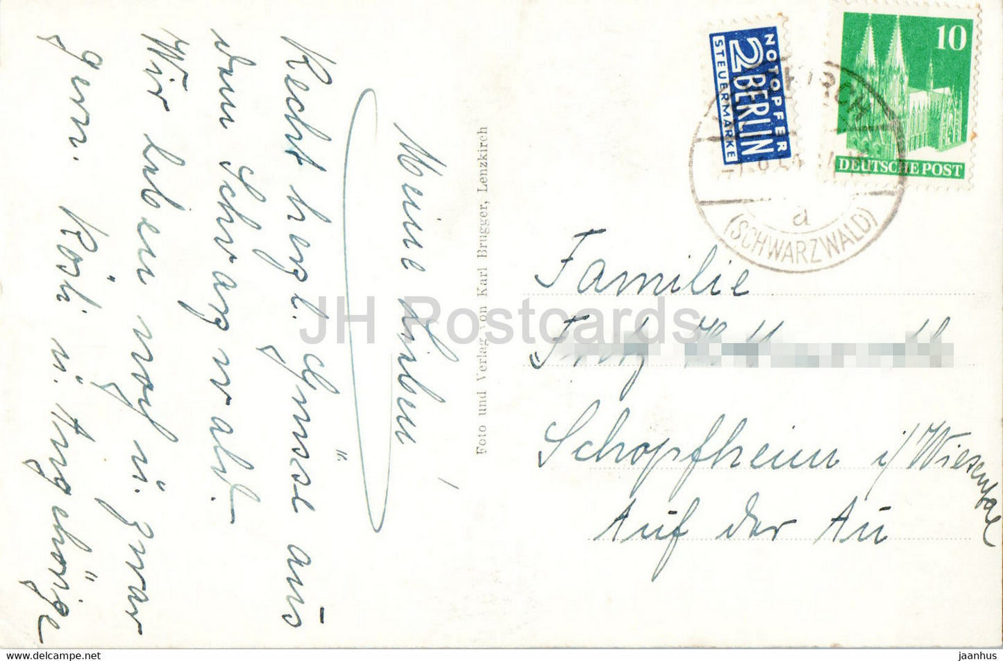 Blick auf Altglashütten Feldberg Bad Schwarzwald - alte Postkarte - 1950er Jahre - Deutschland - gebraucht