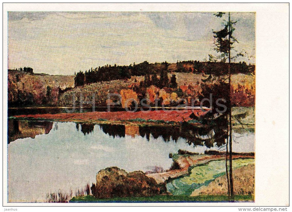 painting by M. Nesterov - 1 - Autumn Landscape , 1906 - nature - russian art - unused - JH Postcards