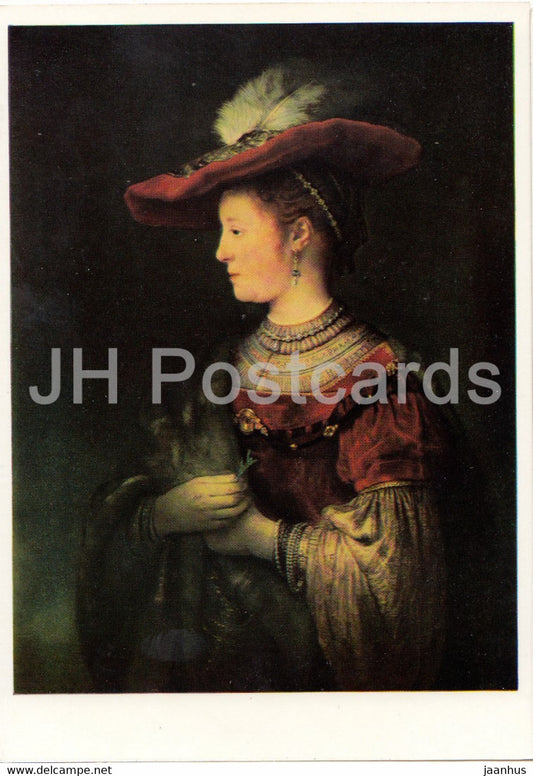 painting by Rembrandt van Rijn - Saskia - Dutch art - Germany DDR - unused - JH Postcards