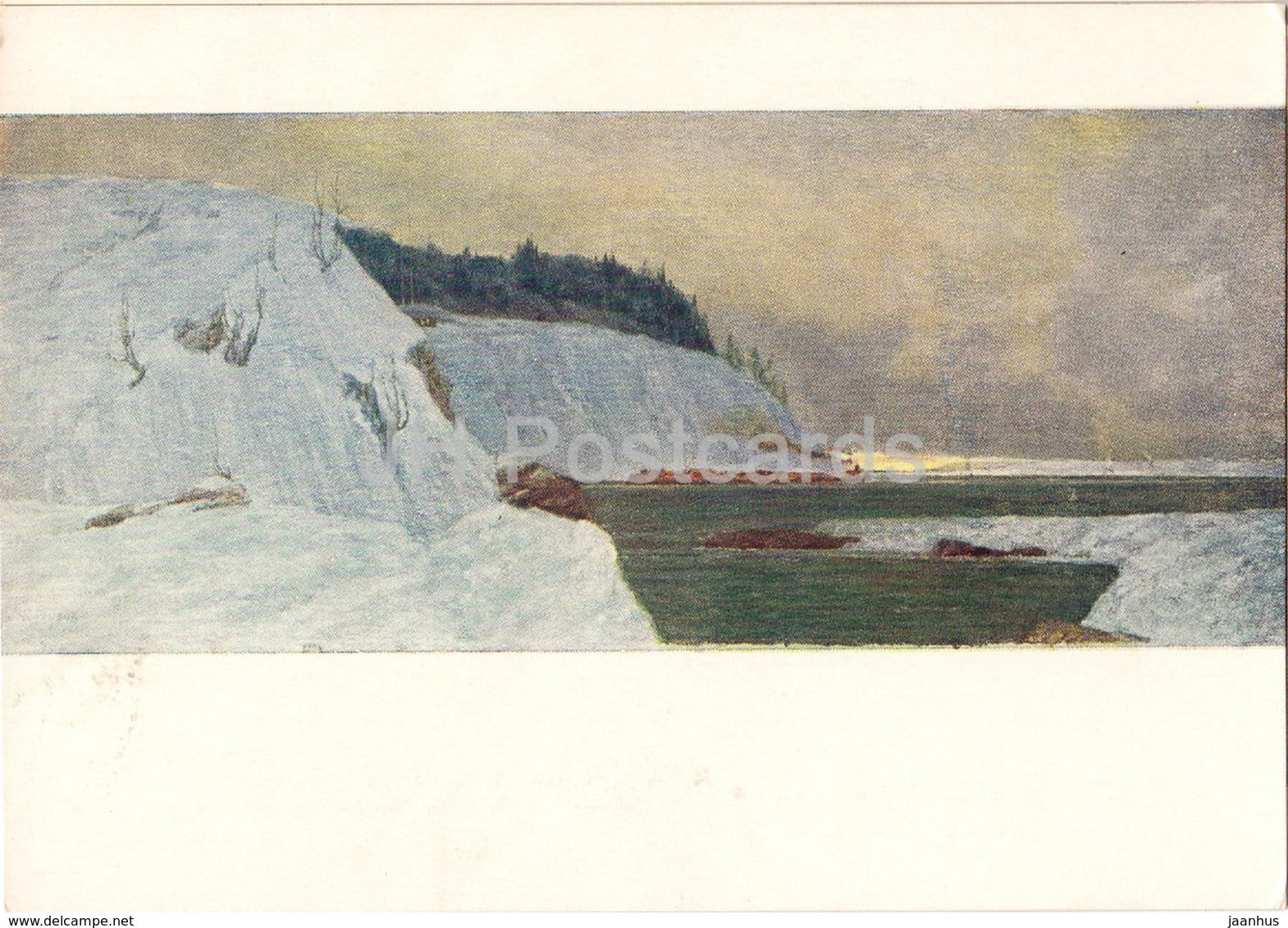painting by B. Ryauzov - Yenisei river before freezing - Russian art - 1956 - Russia USSR - unused - JH Postcards