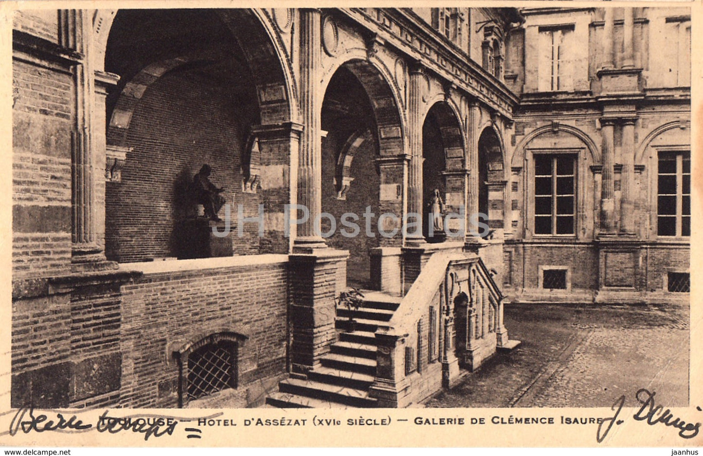 Toulouse - Hotel d'Assezat - Galerie de Clemence Isaure - old postcard - 1937 - France - used - JH Postcards