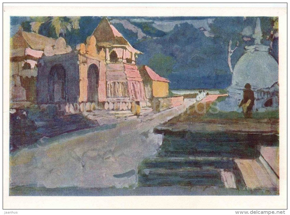 painting by A. Kravchenko - Evening - russian art - unused - JH Postcards