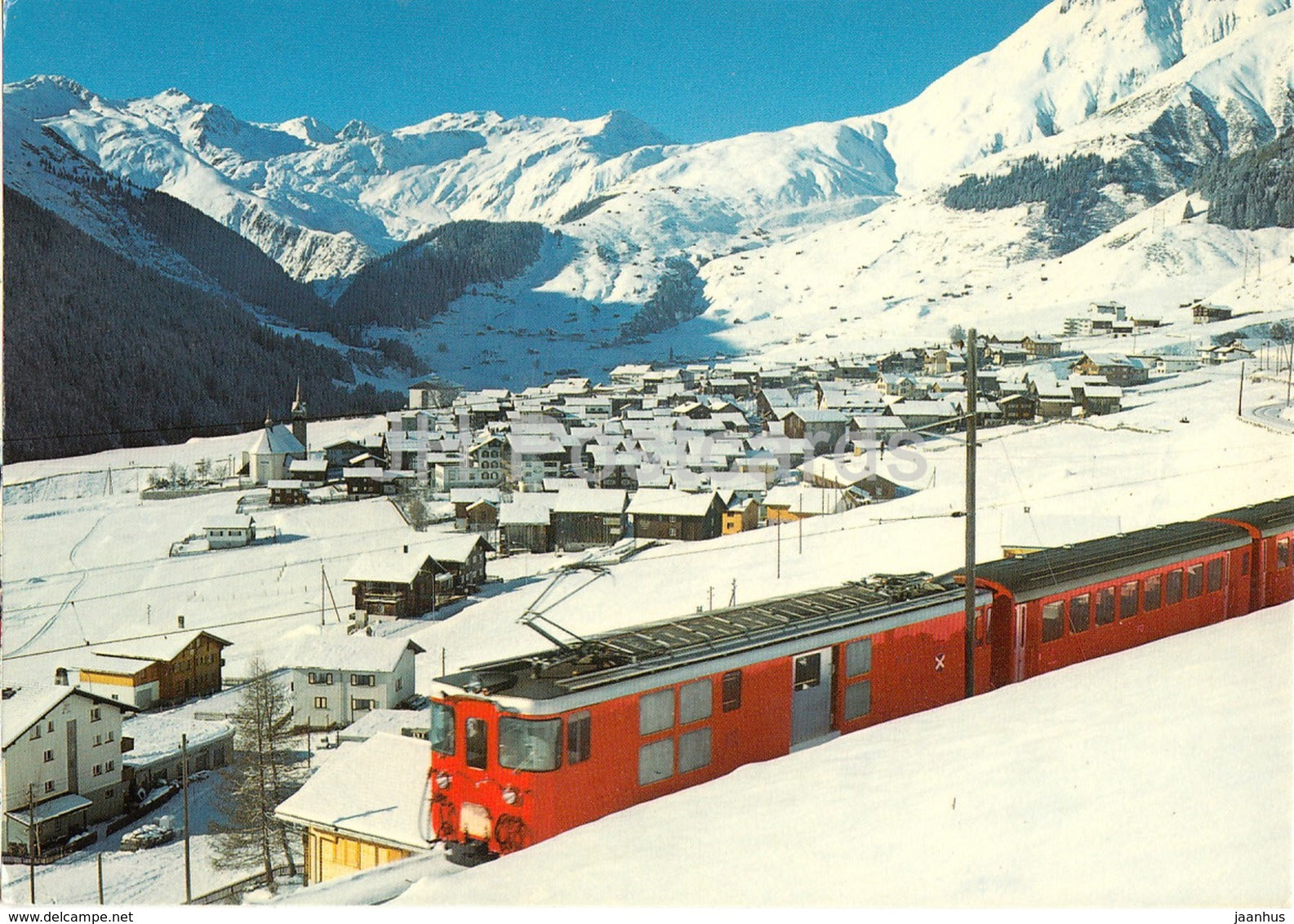 Sedrun 1400m - gegen Rueras  und das Skiegebiet von Milez - train - 6708 - 1978 - Switzerland - unused - JH Postcards