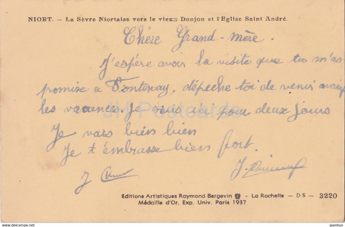 Niort - La Sevre Niortaise vers le vieux Donjon et l'Eglise Saint André - alte Postkarte - Frankreich - gebraucht