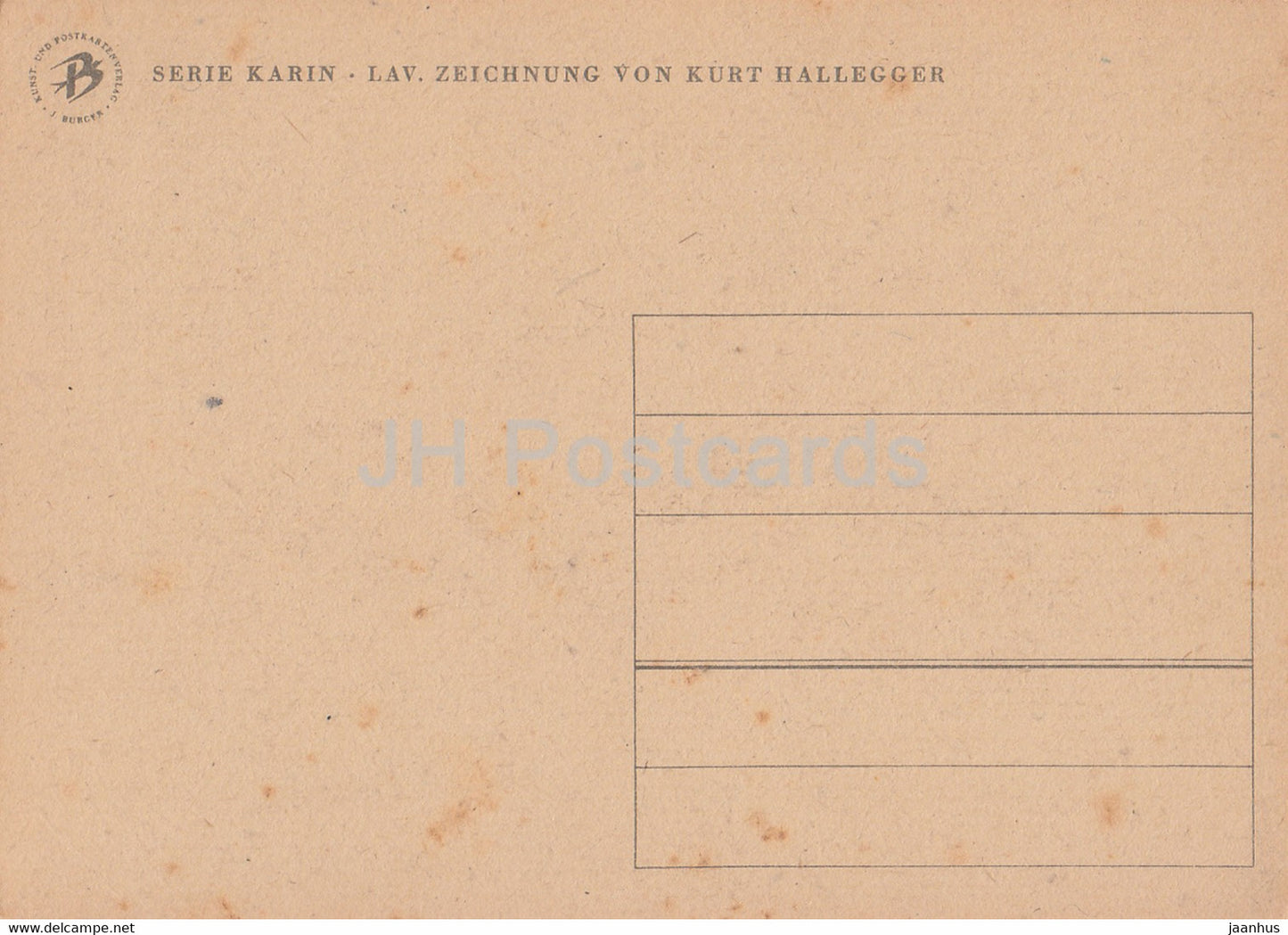 dessin de Kurt Hallegger - Série Karin - carte postale ancienne - Allemagne - inutilisée