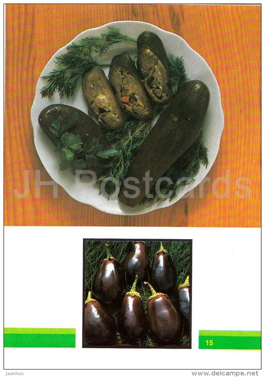 Salted Eggplant - Vegetable Dishes - recipes - 1990 - Russia USSR - unused - JH Postcards