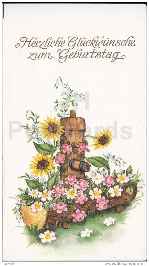 Birthday Greeting Card - Herzliche Glückwünsche zum Geburtstag - illustration - 1990s - Germany - used - JH Postcards