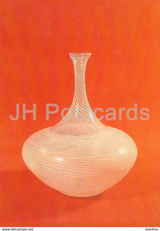 Vase aus weissem Fadenglas - glass - Museum fur Glaskunst Lauscha - DDR Germany - unused - JH Postcards