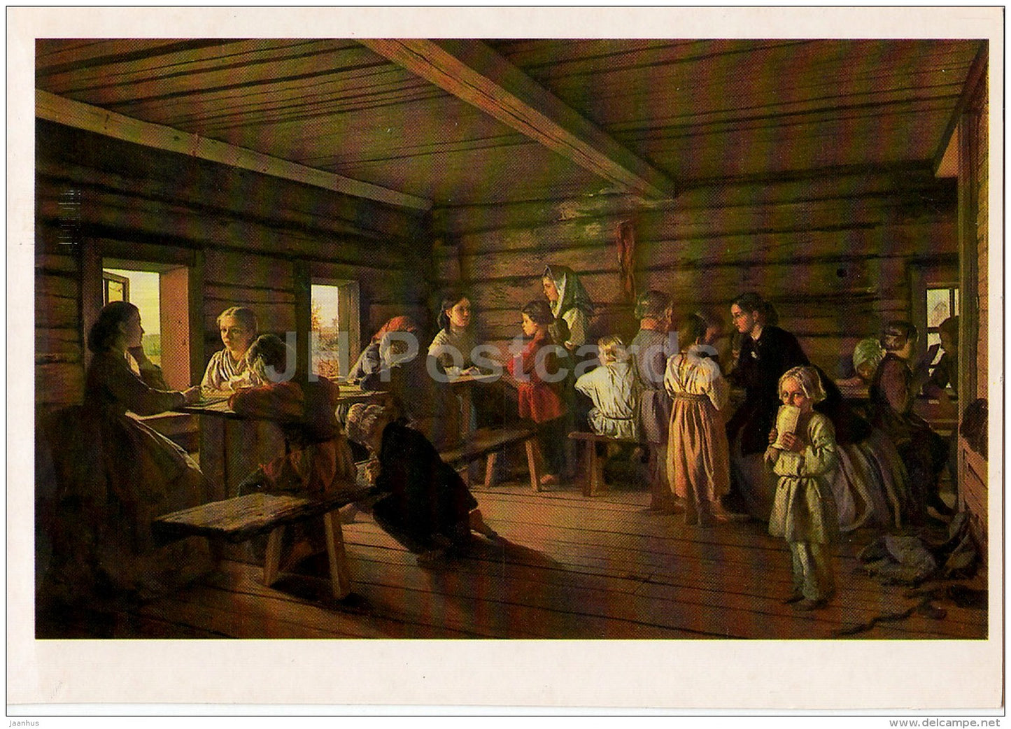 painting by A. Morozov - Free Rural School , 1865 - Russian art - 1985 - Russia USSR - unused - JH Postcards