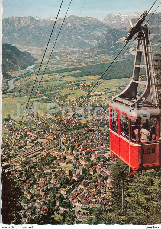 Luftseilbahn Brambruesch mit Chur und Herrschaft - cable car - Switzerland - unused - JH Postcards