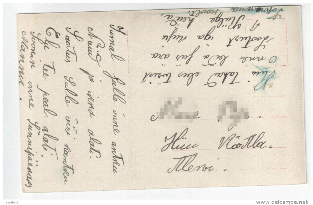 man and woman - flowers - couple - PTR 593/3 - old postcard - circulated in Estonia - used - JH Postcards