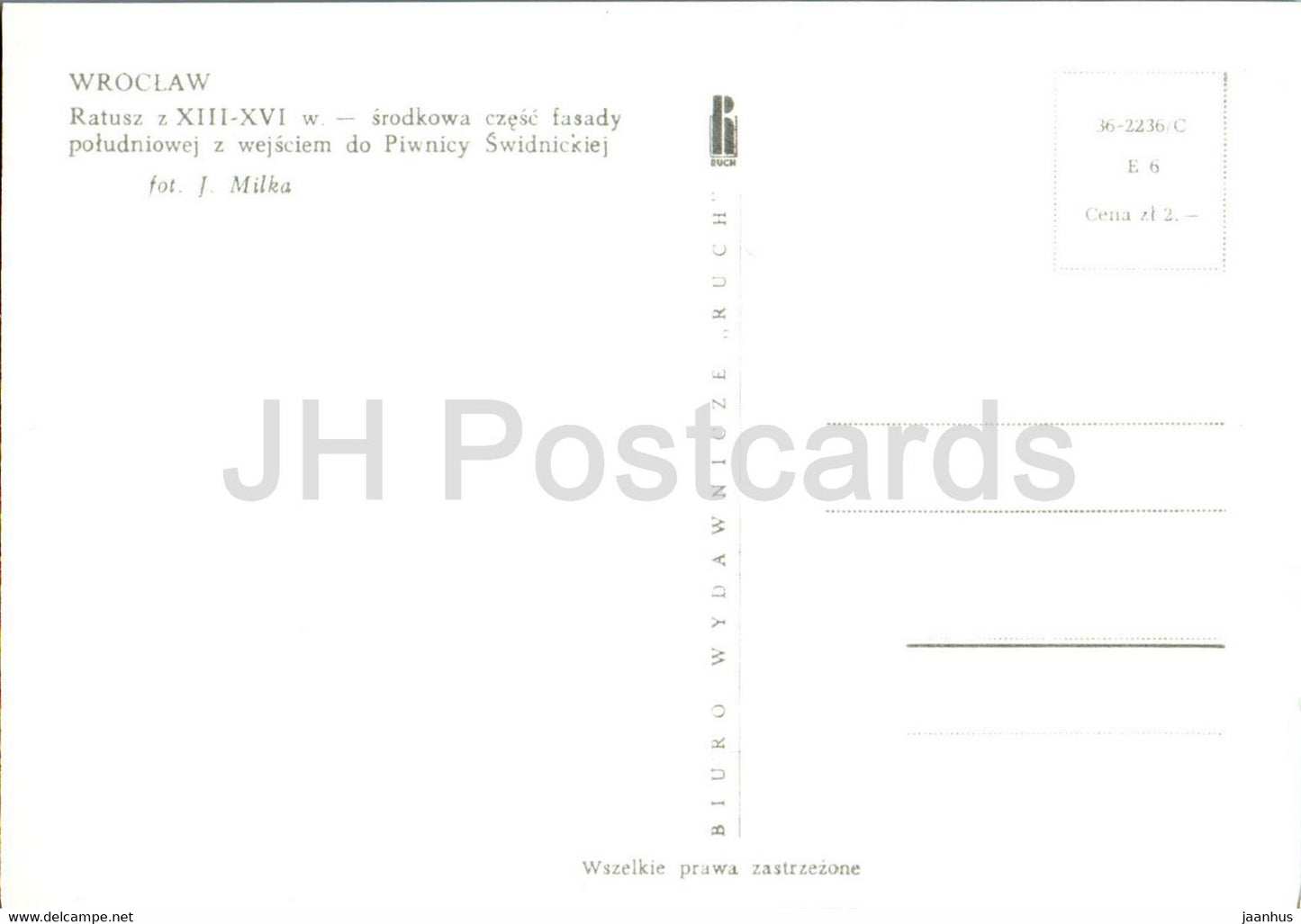 Wroclaw - Ratusz - srodkowa czesc fasady poludniowej - Town Hall - the middle part of the facade - Poland - unused