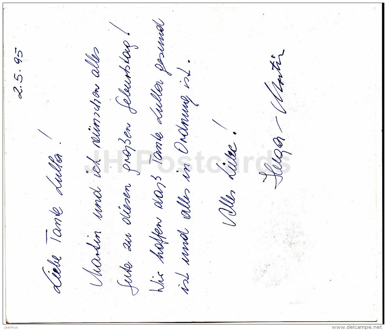 Birthday Greeting Card - Herzliche Glückwünsche zum Geburtstag - illustration - 1990s - Germany - used - JH Postcards