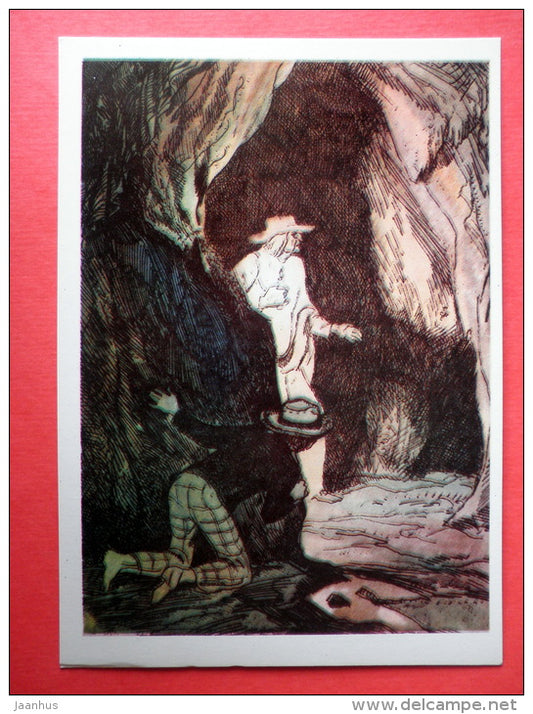 illustration by G. Mazurin - Indian Joe - The Adventures of Tom Sawyer by M. Twain - 1976 - Russia USSR - unused - JH Postcards