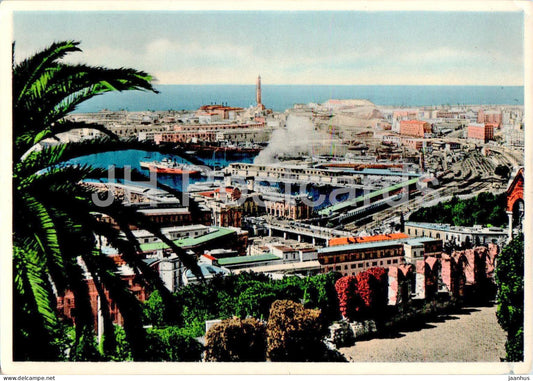 Genova - Il porto visto dal Castello D'Albertis - General view from the castle - old postcard - Italy - used - JH Postcards