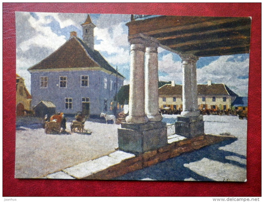 Painting by Andrey Yegorov - Kuressaare Town Hall - estonian art - unused - JH Postcards