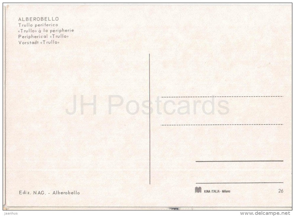 Trullo Periferico - Alberobello - Bari - Puglia - 26 - Italia - Italy - unused - JH Postcards