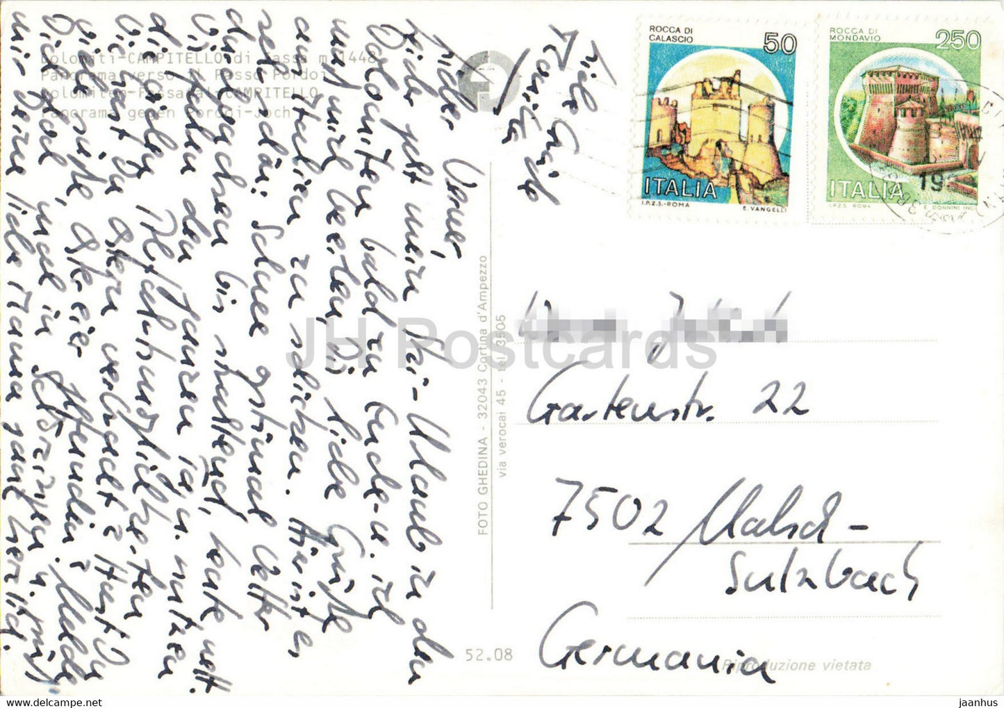 Dolomiti - Campitello - Panorama verso il Passo Pordoi - 1989 - Italy - used