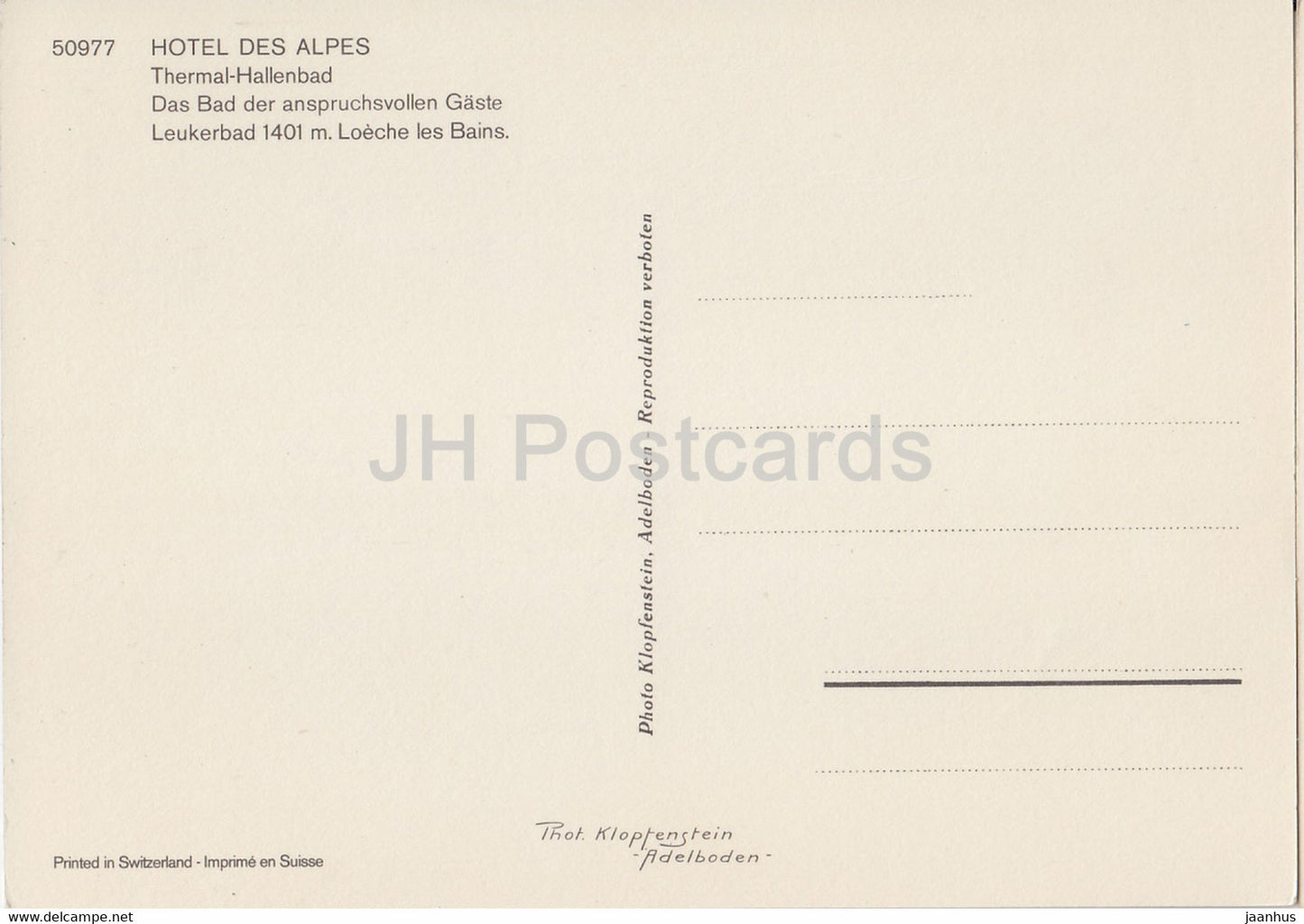 Hôtel des Alpes - Thermal Hallenbad - Loèche-les-Bains - piscine - 50977 - Suisse - inutilisé