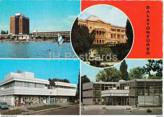 Balaton - Balatonfured - hotel - shop - multiview - 1982 - Hungary - used - JH Postcards