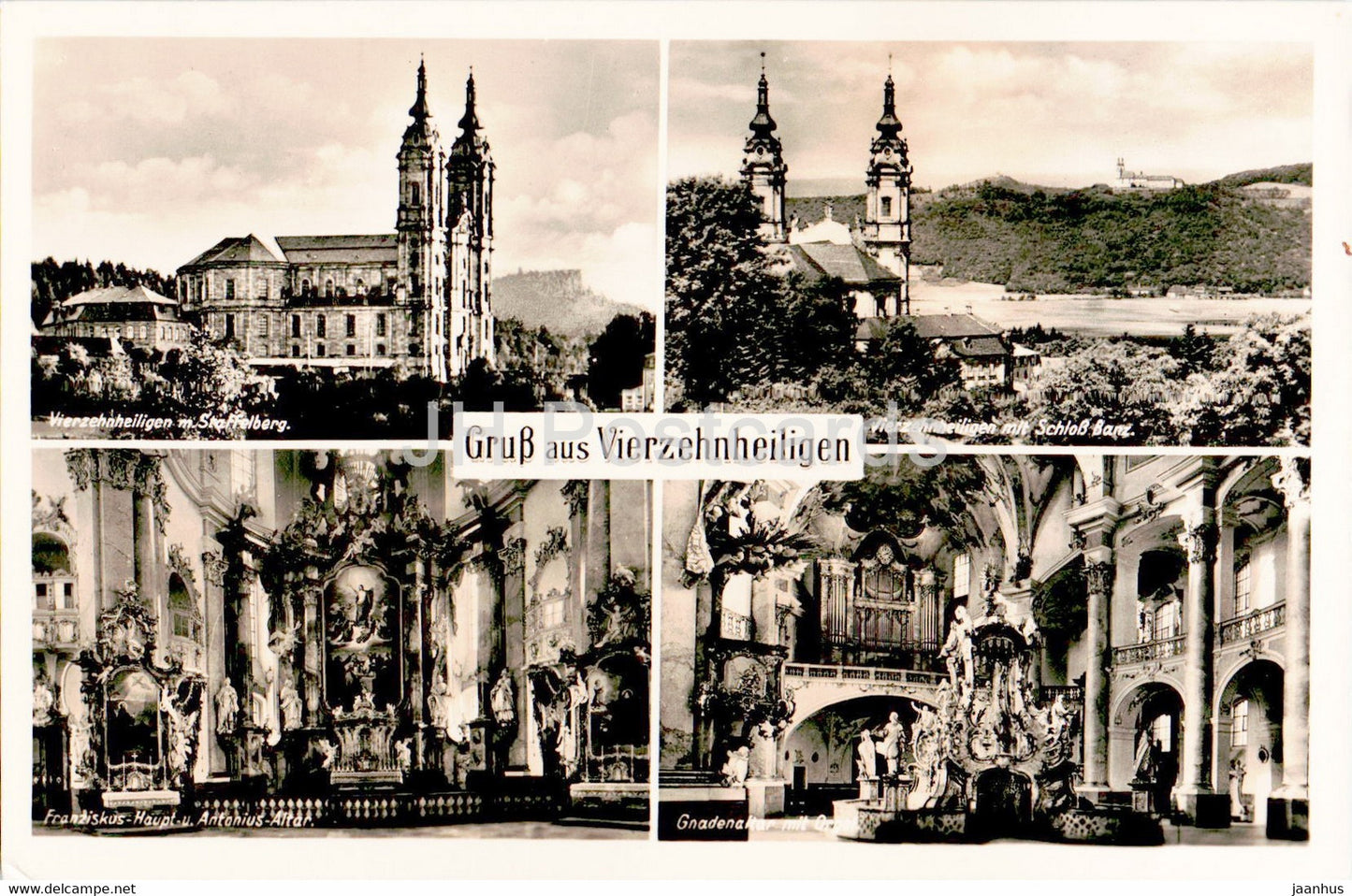 Gruss aus Vierzehnheiligen - old postcard - Germany - unused - JH Postcards