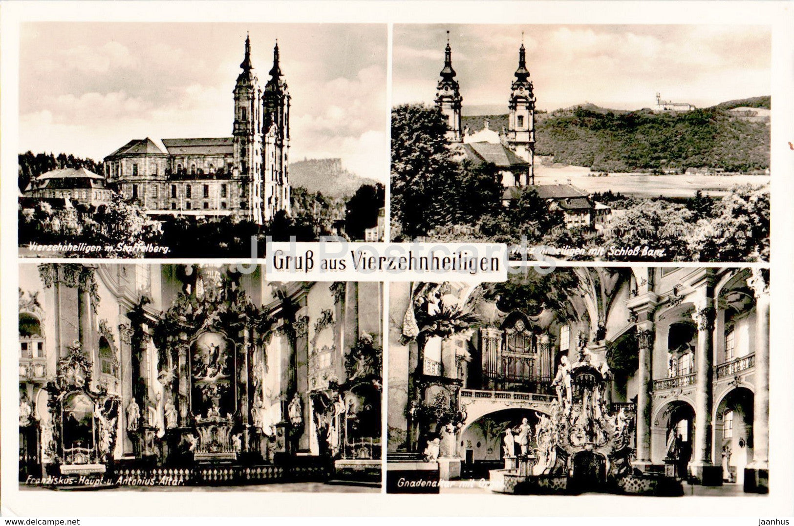 Gruss aus Vierzehnheiligen - old postcard - Germany - unused - JH Postcards