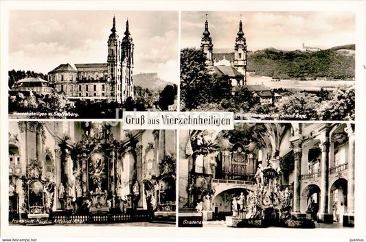 Gruss aus Vierzehnheiligen - old postcard - Germany - unused - JH Postcards