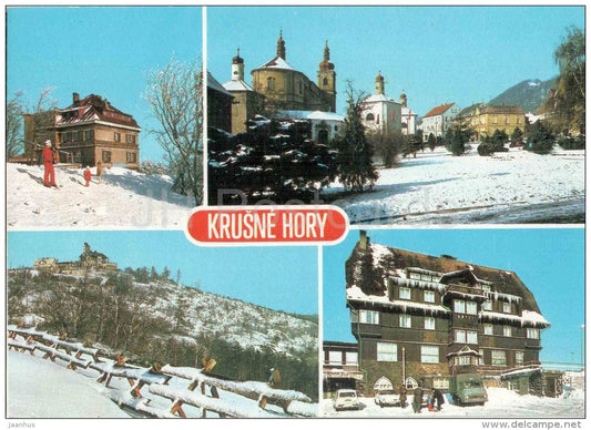 Krušné hory - cabin Bournak - hotel - winter - Czechoslovakia - Czech - used in 1979 - JH Postcards